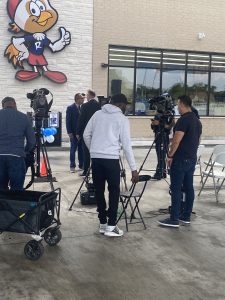 News set up @ The Roux